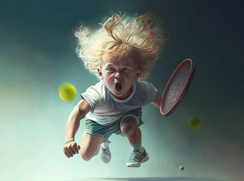 Dieťa hrajúce tenis / A kid playing tennis