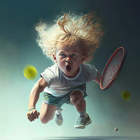 Dieťa hrajúce tenis / A kid playing tennis